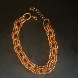 Stainless Steel Gold Plated Chunky Chain Link Statement Necklace - Lightweight